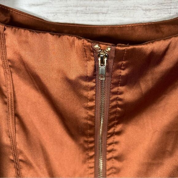 Papermoon Buckle Puff Sleeve Satin Copper Corset Cropped Top M NWT $43 - Picture 4 of 9